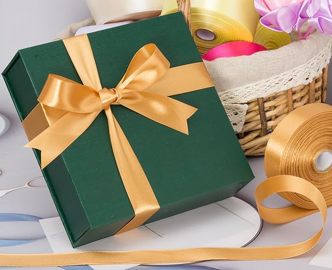 YASEO 1 Copper Solid Satin Ribbon, 50 Yards Craft Fabric Ribbon for Gift Wrapping Floral Bouquets Wedding Party Decoration