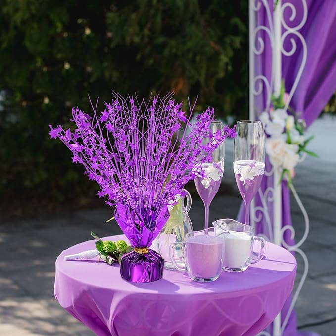 Crowye 3 Pieces Metallic Foil Spray Centerpiece Birthday Table Decoration Star Burst Centerpieces Graduation Table Decor for Birthday 2026 Party Holiday(Purple)
