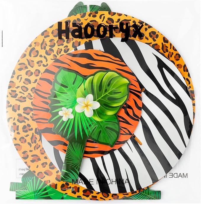Haooryx Wild Animal Print Cupcake Stand - 3 Tier Safari Jungle Animal Cupcake Tower Cardboard Dessert Holder Pastry Platter for Animal Print Theme Birthday Party Table Decorations Baby Shower Supplies