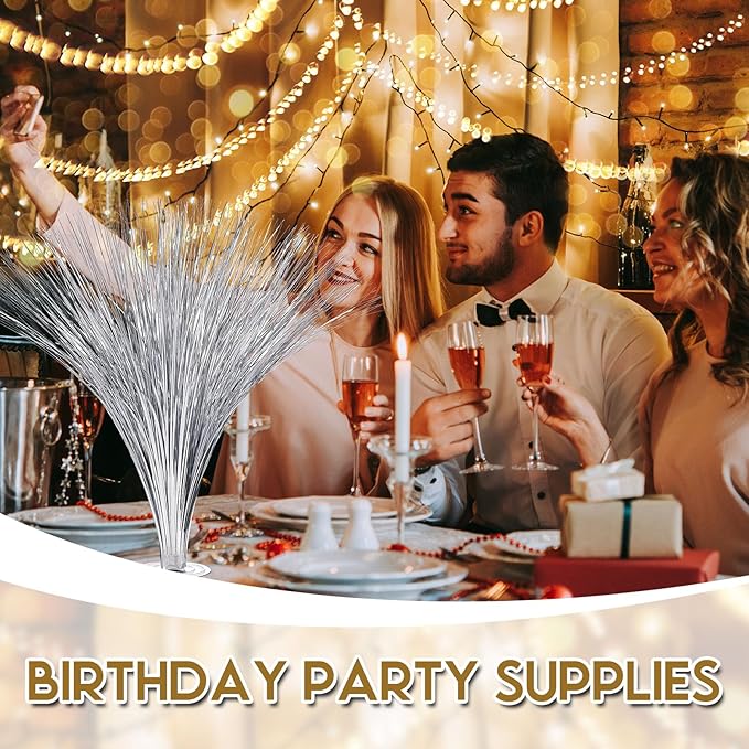Colingmill 4 Pcs Plastic Metallic Spray Centerpieces for Birthday Table Decorations for Celebration Wedding Decorations Anniversary Holiday Party Supplies, 15.75" (Silver)