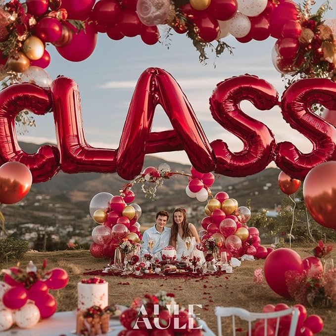 AULE red Letter Balloons L 40Inch Large Giant big Foil Mylar red L Balloon for Birthday Aniversary Party Decorations
