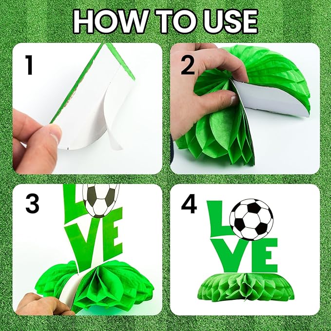 Soccer Party Decorations 12 Pcs Soccer Honeycomb Centerpieces, Soccer Theme Party Supplies Table Decorations for Boys Birthday Party, Soccer Decor for Party Soccer Birthday Decor