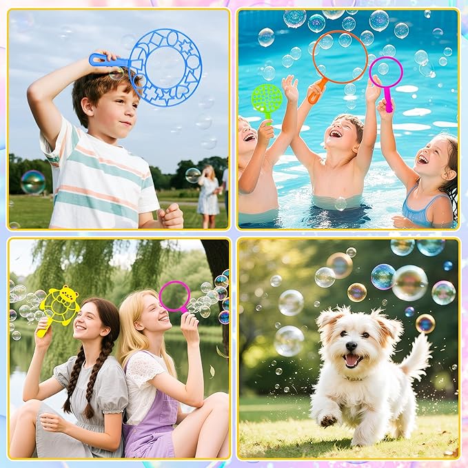 Big Bubble Wands Set,6 PCS Large Bubbles Maker Wand Set with Tray,Bubble Making Toys for Kids Summer Outdoor Birthday Party Favors