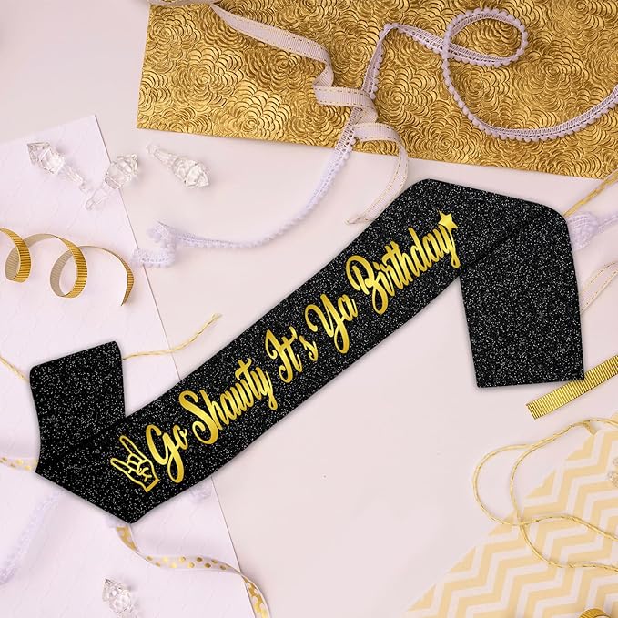 Go Shawty It’s Ya Birthday Sash,Hip Hop Theme Funny Birthday Gifts,21st, 30th. 40th, 50th, 60th Birthday Party Decorations 