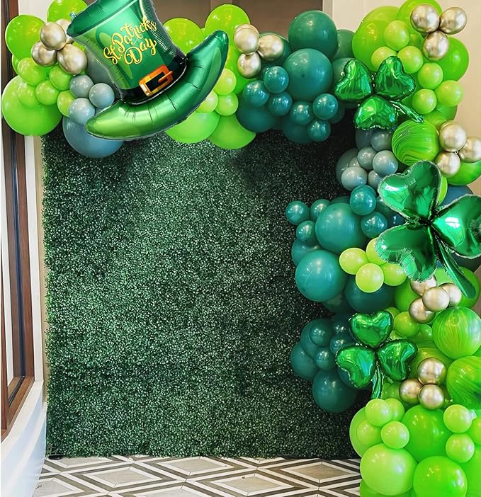 St. Patrick's Day Balloons Set, 9PCS Lucky Shamrock Green Hat Mylar Foil Balloons for St Patrick's Day Birthday Baby Shower Wedding Irish Themed Party Decoration Supplies