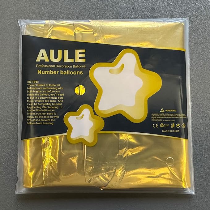 AULE 40 Inch Jumbo Gold Foil Mylar Number Balloons for Men Women 60th Birthday Party Decorations 60 Years Old Anniversary Party Supplies