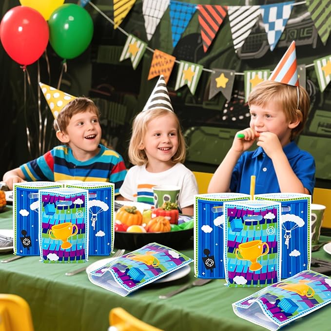 Andi Cppss Battle Gamers Party Favor Bags - 50PCS Battle Gamers Reward Goodie Bags with Handles for Birthday Party Supplies Plastic Candy Treat Snack Bag for Kids Video Game Theme Parties Decorations