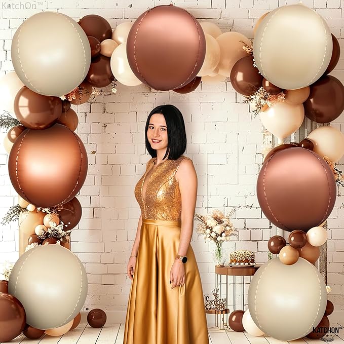 KatchOn, Brown and Cream Balloons Set - 22 Inch, Pack of 12 | Bobo Balloon Brown for Brown Birthday Decorations | Brown Foil Balloons, Boho Decorations for Party | Boho Party Decorations