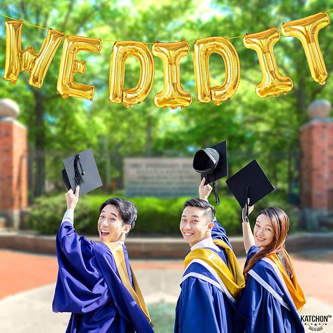 Gold Graduation Decorations 2026-16 Inch, Gold We Did It Balloons | We Did It Banner | Graduation Balloons for We Did It Decorations, Class of 2026 Decorations, KatchOn