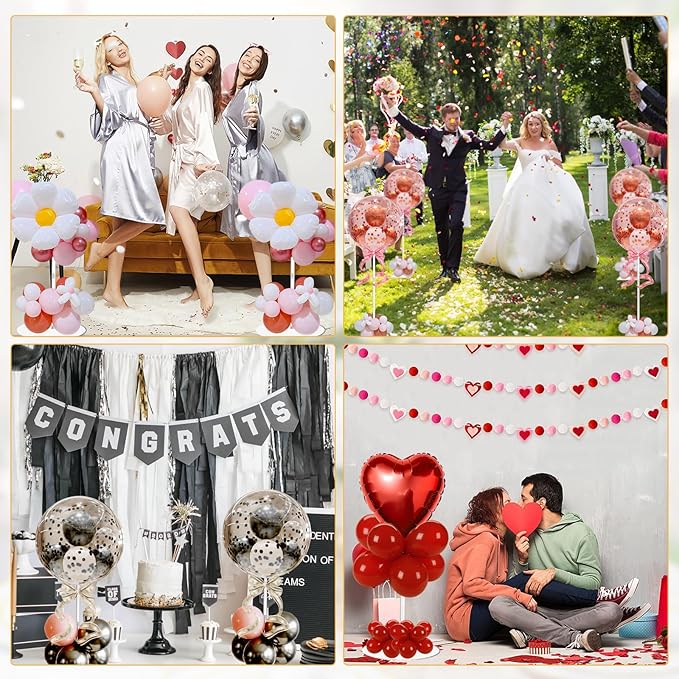 8 Pack Clear Acrylic Balloon Stands - 15.75 Inch Tabletop Display Stands with Non-Slip Base for Party, Wedding, Birthday Centerpiece Decor(Balloons Not Included)