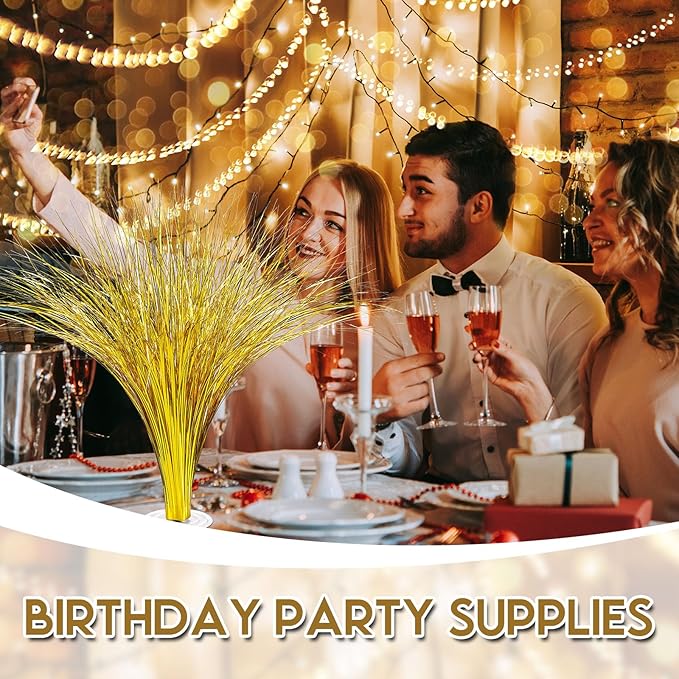 Colingmill 4 Pcs Plastic Metallic Spray Centerpieces for Birthday Table Decorations for Celebration Wedding Decorations, Anniversary, and Holiday Party Supplies, 15.75" (Gold)