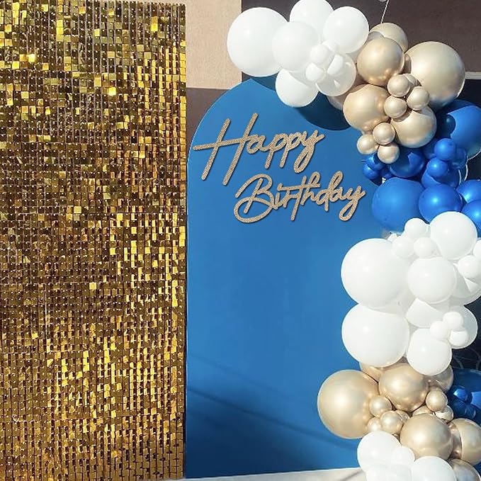 Happy Birthday Sign for Backdrop - Glitter Champagne Gold Felt 'Happy Birthday' Letter Sign for Balloon Arch Backdrop Decorations