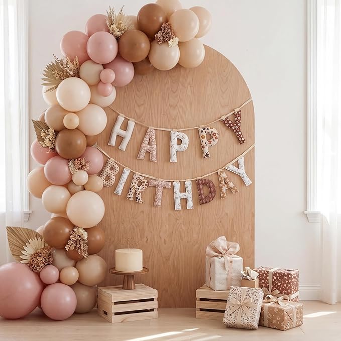 Suncalla Pre-strung Happy Birthday Banner Sign Reusable Felt Happy Birthday Garland Hanging Decorations Party Bunting Garland for Party Decor Photo Pro Home Backdrop (Boho)