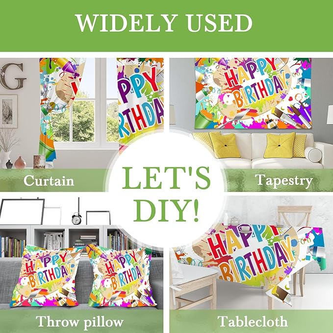 Mocsicka Art Paint Happy Birthday Backdrop Banner Painting Themeed Birthday Party Decorations Sip and Paint Happy Birthday Background for Photography (Colorful, 10x7ft(120"x82"))