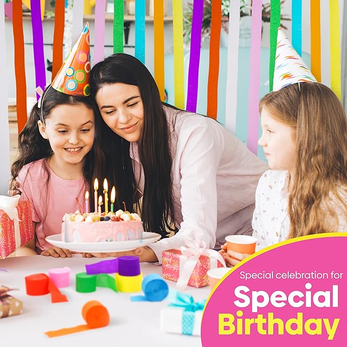 8 Crepe Paper Streamers Rolls, 656ft Pack of Unique 8 Rainbow Streamers Party Decorations, Birthday Streamers, Party Streamers for Wedding Decoration (1.8 inch x 82 ft/Roll)