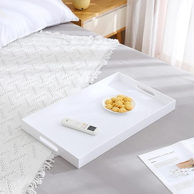 Acrylic Tray with Embedded Handle, 10x15 Inch, White