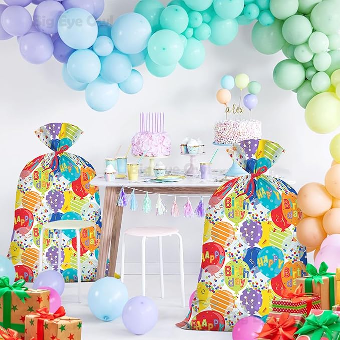 2Pcs Extra Large Jumbo Happy Birthday Present Bag - 36''x48'' XL Oversized Party Gift Wrapping Bags with Colorful Balloon Confetti Design