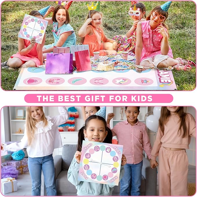 Lonfliness Unicorn Pose Balance Floor Game for 2 or More Players, Pastel Rainbow Large Mat Party Game Indoor Outdoor Family Reunion Games for Friends Adults Group Activity Unicorn Party Favor Gift