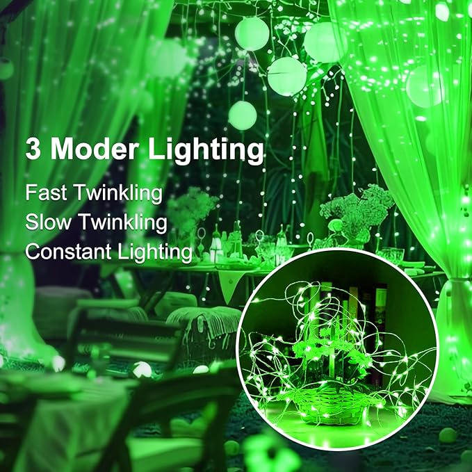 24Pack Fairy Lights Battery Operated, 7ft 20 LED 3 Modes Speed Twinkle Mini String Lights Waterproof Silver Wire Firefly Starry Lights for Mason Jars Wedding Party Christmas Decorations