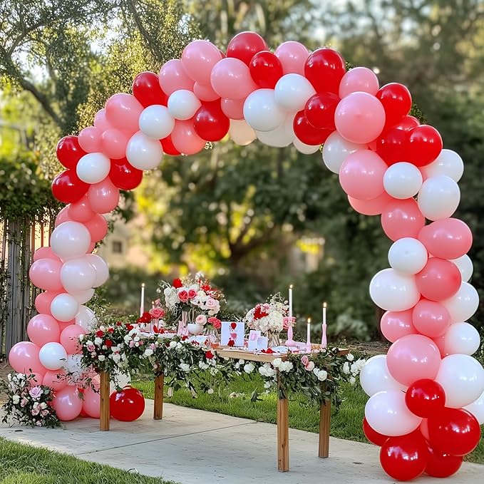 RUBFAC 135pcs Red Balloons Different Sizes 18 12 10 5 Inch for Garland Arch, Latex Christmas Balloon for Birthday Party Wedding Decorations