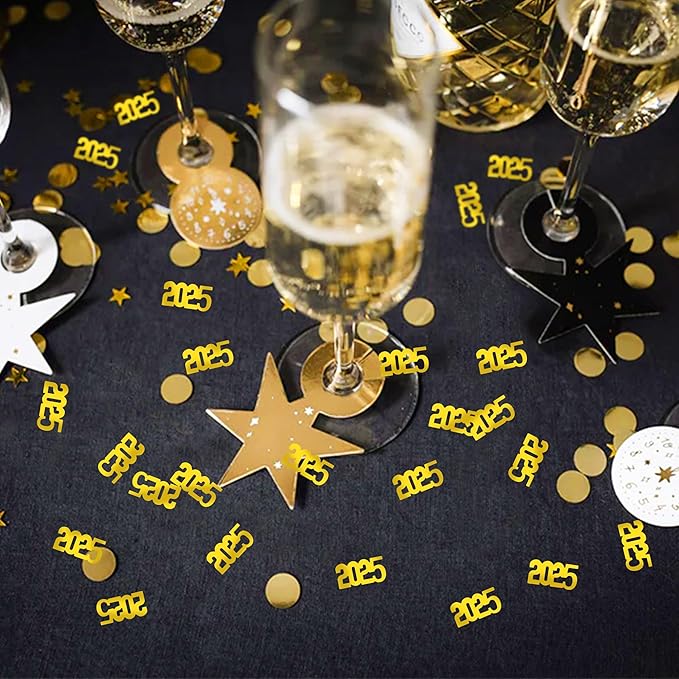 2025 Confetti 1.8 Ounces/750PCS Gold New Year's Eve Glitter Table Confetti Centerpiece for New Years Graduation Decorations Class of 2025 Birthday Baby Shower Wedding (Gold)