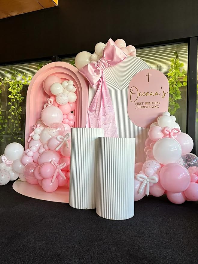 Pink and White Latex Balloons, 60pcs 12 Inches Pink and White with Transparent Balloons for Wedding, Birthday, Baby Shower Party Decorations