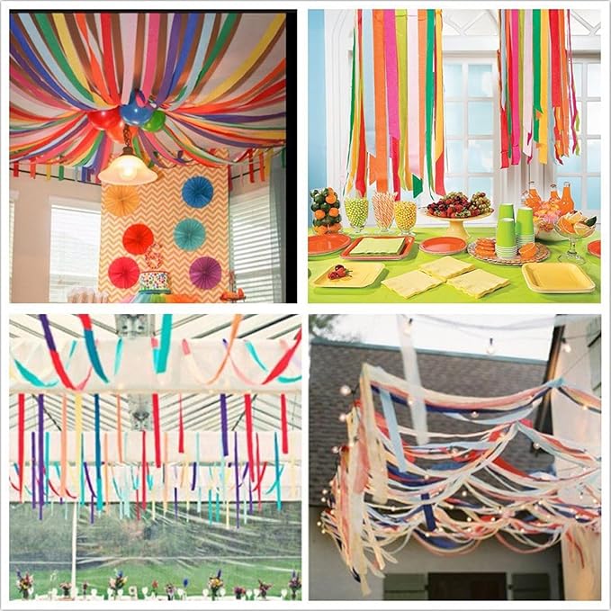 GAKA Pink Green Crepe Paper Streamers 1.8 Inch Wide 82 Feet Per Roll,Party Streamers for Wedding Birthday Party Decorations(6 Rolls)