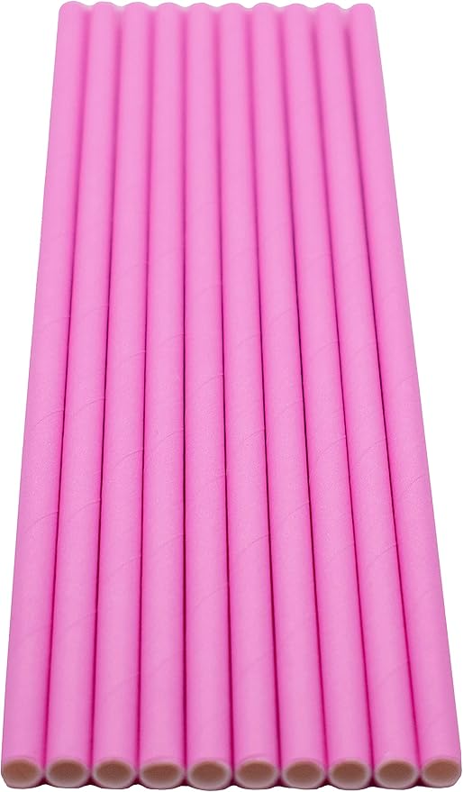 Pack of 300 Pastel Pink Biodegradable 4-Ply Paper Drinking Straws (Compostable, Non-toxic, BPA-free)
