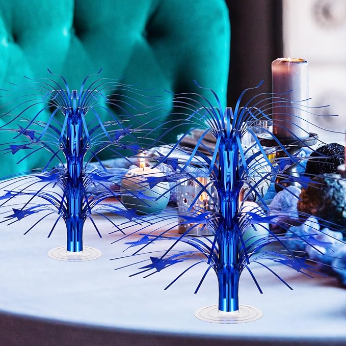 6 Pcs Blue Centerpieces for Tables Star Party Decorations Metallic Foil Spray Centerpieces for Graduation Birthday Event Photo Booth Props, 8.7 Inch Tall