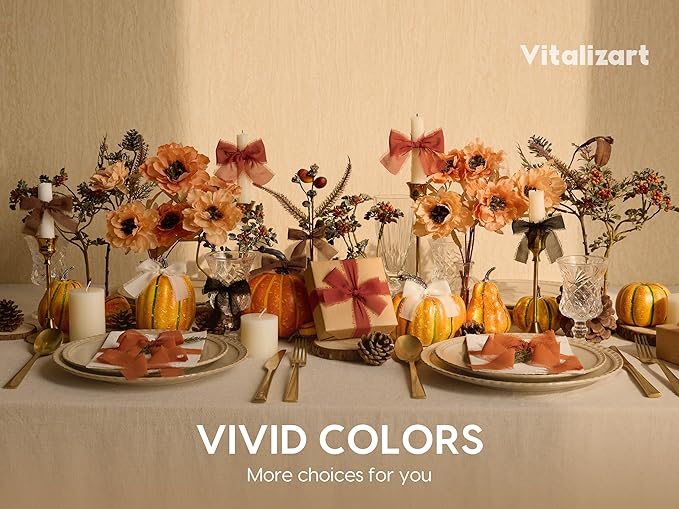 Vitalizart Fall Handmade Chiffon Silk Ribbon Fringe 1.5" x 21 Yd Terracotta Frayed Edges Ribbons for Wedding Invitations Bridal Bouquets Gifts Wrapping Crafts Holiday Party Decorations