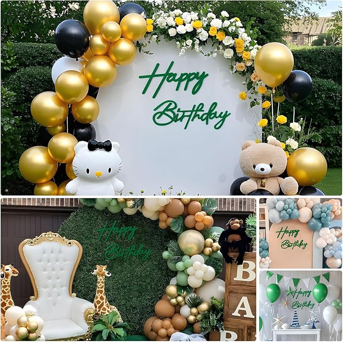 Green Happy Birthday Sign for Backdrop - Felt Happy Birthday Letters for Balloon Arch Party Wall Decor Large Sign for Boys Girls Women Party Baby Shower Decorations