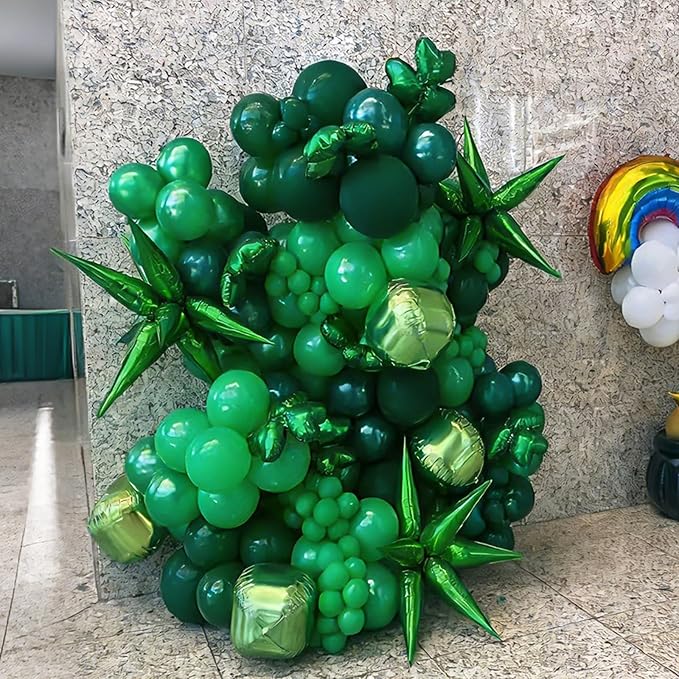 Green Balloons Balloons Garland Arch Kit, Dark Green and Lime Green Latex Balloons for St. Patrick's Day, Baby Shower, Jungle Birthday Party Decorations