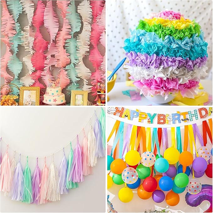 Crepe Paper Streamers 6 Rolls Pastel Streamers 2.2 Inches 738 Feet, Streamers Party Supplies for Birthday, Wedding, Baby Shower, Bachelorette Party, Graduations Decorations, DIY Crafts