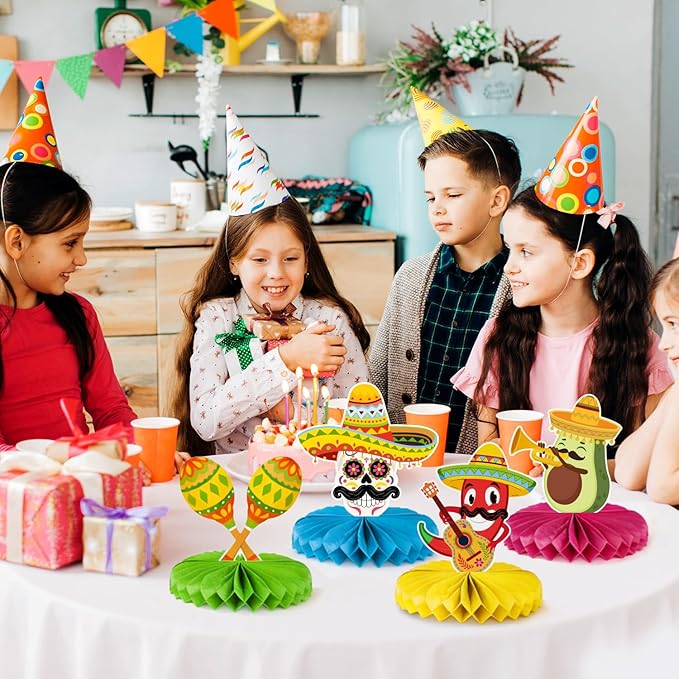 Cinco De Mayo Decoration - 12 Pack Mexican Birthday Centerpiece Honeycomb Garlands, Vibrant Taco Themed Party Supplies for Cinco de Mayo, Fiesta Party Decorations Mexican Party Decor, Taco Party Decorations