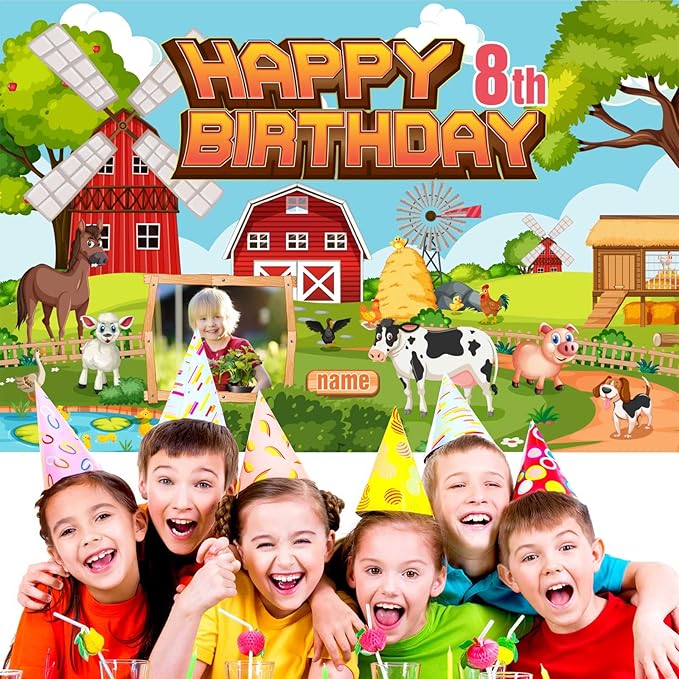 Custom Farm Birthday Party Decorations Supplies,Personalization Farm Animal Themed Birthday Party Decorations Supplies,Farm Theme Happy Birthday Banner Background