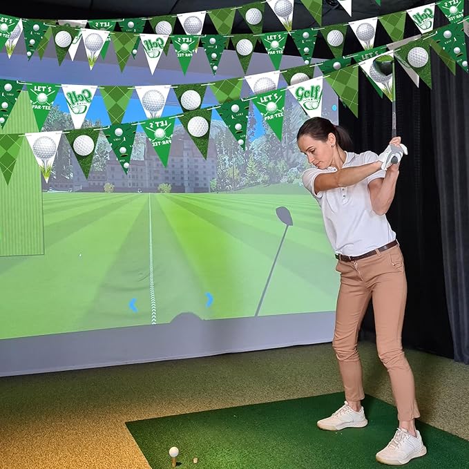 5 Pcs Golf Party Decorations Golf Triangle Banner Hole in One Birthday Decorations Pennant Flags with Double Sided Printing or Birthday Party Hanging Supplies