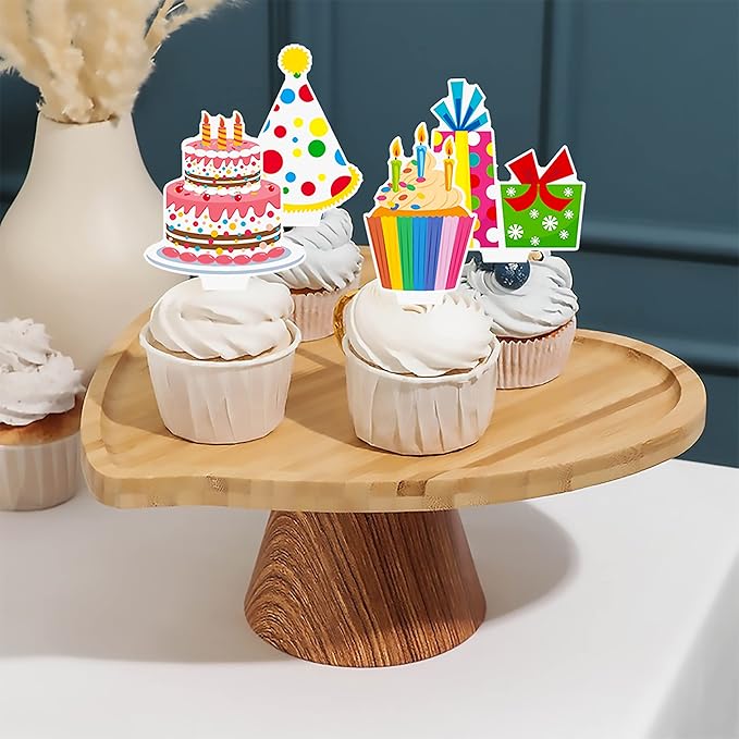48pcs Happy Birthday Cupcake Toppers Colorful Birthday Cupcake Picks Decorations for Boy Girl Birthday Party Supplies