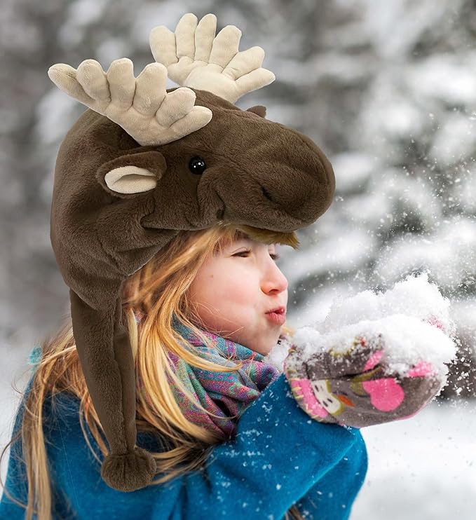 DolliBu Plush Hat – Super Soft Fleece Stuffed Animal Beanie with Ear Flaps, Cozy Warm Winter Hat for Kids – One Size