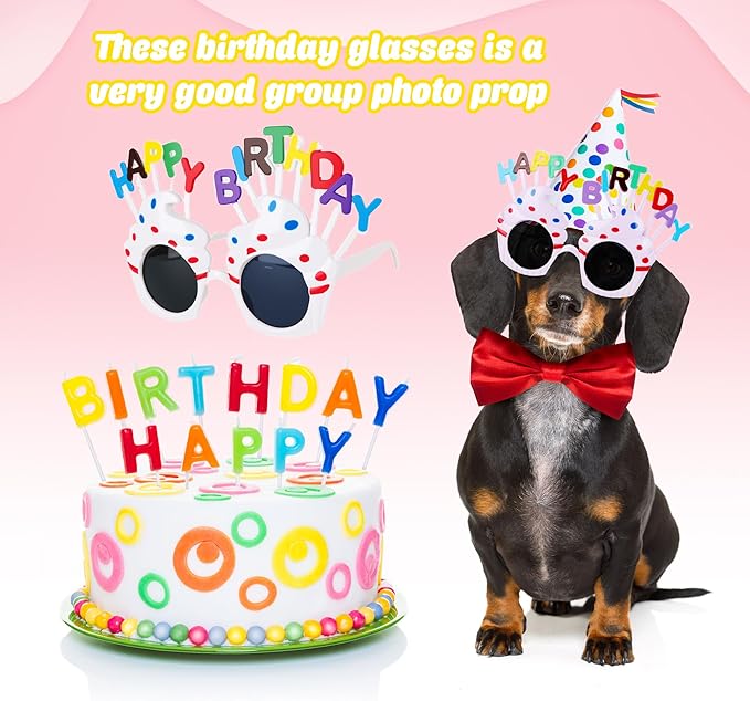 14 Pack Birthday Glasses Funny Plastic Birthday Eyeglasses Happy Birthday Party Sunglasses for Birthday Party and Photo Booth Props