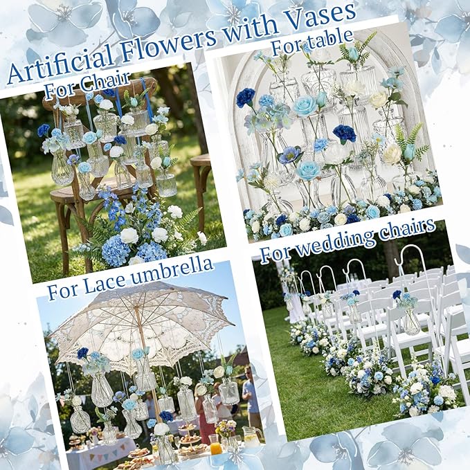 36 Pcs Spring Flowers Centerpiece for Tables Artificial Wildflowers Fake Flowers in Vase Small Floral Arrangement with Vases for Spring Wedding Baby Shower Party