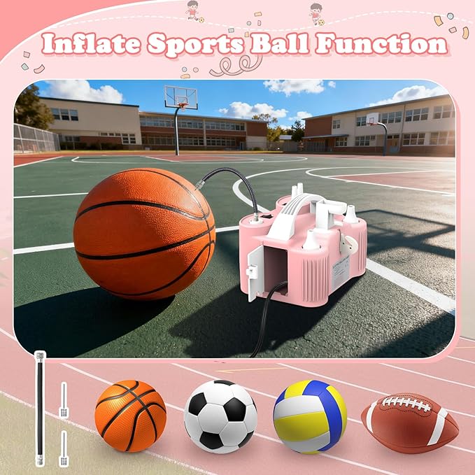 AXHJ Electric Balloon Pump, Portable Electric Air Balloon Pump Dual Nozzle Air Blower Pump, Balloon Inflator for Party Decorations