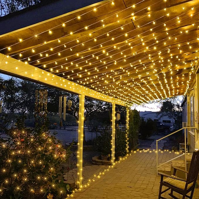 250 LED Christmas Lights Outdoor 82ft String Lights Indoor 8 Modes Clear Wire, Connectable Twinkle Fairy Lights Plug in for Bedroom Wedding Tree Decorations, Warm White