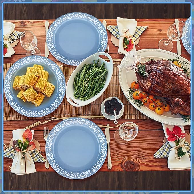 Yungyan 100 Pcs 9 Inch Blue Cielito Lindo Party Decoration Cielito Lindo Paper Plates Platos De Barro Mexican Plates for Baby Shower Talavera Wedding