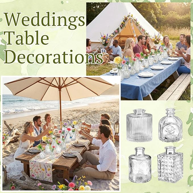 36 Pcs Artificial Flowers Table Centerpiece with Vases Spring Colorful Wildflower Centerpieces Silk Flower Arrangement for Wedding Baby Shower Table Centerpieces Party(Fresh Color)