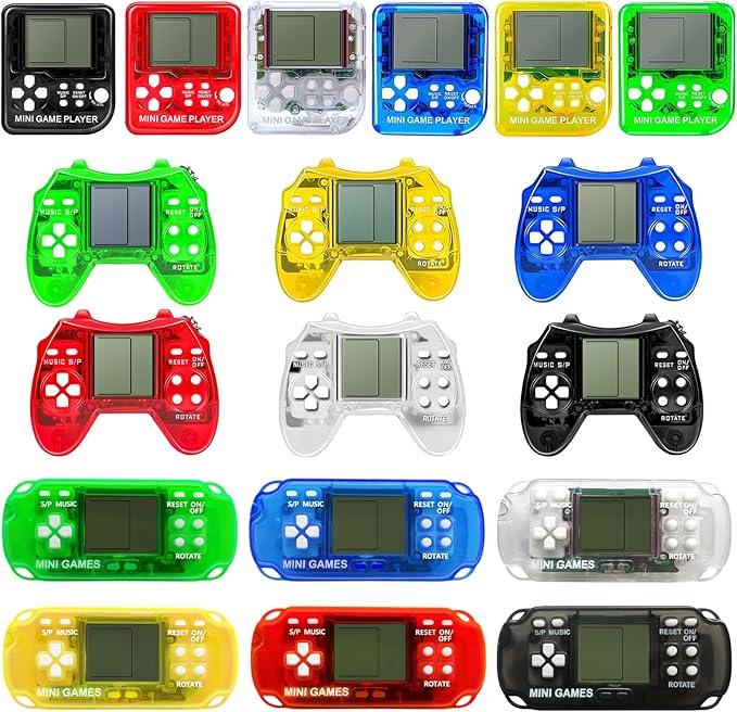 SSRMX 18Pcs Video Game Party Favors for Kids, Arcade Video Game Birthday Supplies Mini Gamer Console Keychain Classroom Prizes for Boys and Girls