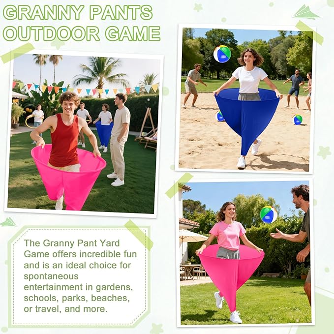 Granny Pants Yard Game Freaky Party Games Pants with Bouncy Balls and Air Pump Oversized Granny Pants Outdoor Game for Adults and Family Interactive Throwing Game for Group Gatherings
