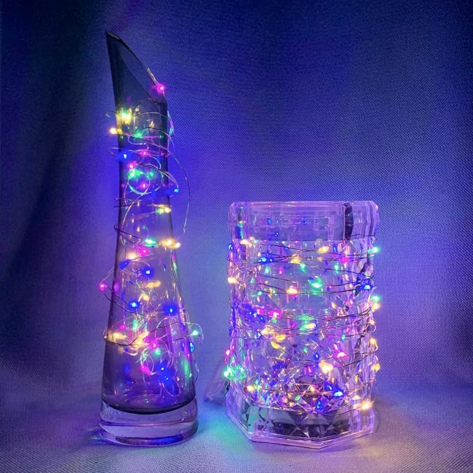 24 Pack Fairy Lights 7Ft 20 LED Twinkle String Lights 3 Modes Battery Operated Waterproof Firefly Starry for Mason Jar Party Wedding Christmas Valentines Day Table Centerpieces,Multicolor