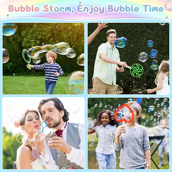 Bubble Wands Set, 38 PCS Large Wands With Tray for Kids, Giant Bubble Makers Bulk for Summer Outdoor Party Favors