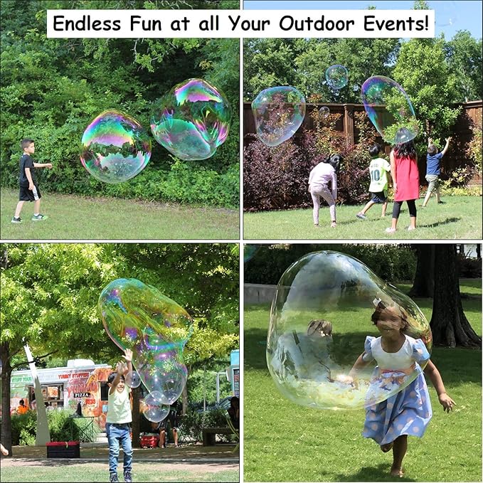| Made in USA | Includes Two Wooden Wands, a Tips/Tricks Booklet, and 1 Large Bottle of Bubble Mix - Makes Gallons of Big Bubble Solution for Parties and Fun (Party: 2 Wands and Large Mix)
