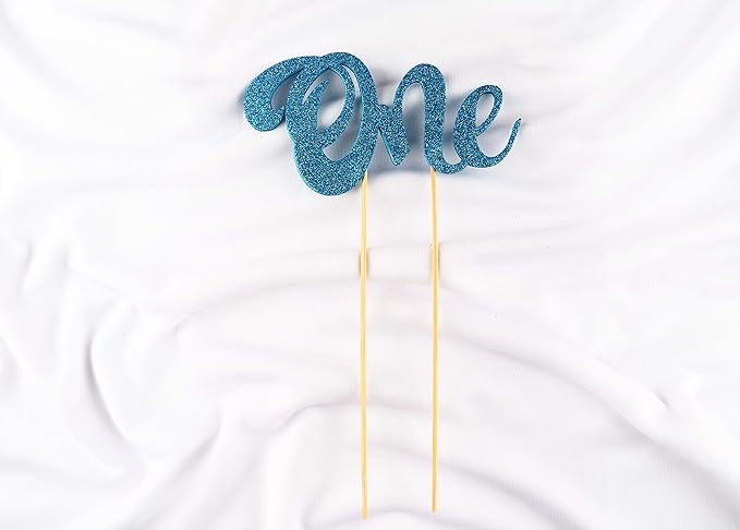 Sky Blue One Cake Topper Decoration, Elegant Number One Cake Topper for First Birthday Celebration, Party Cake Decoration for Dessert Table, Photo Display and Event Supplies